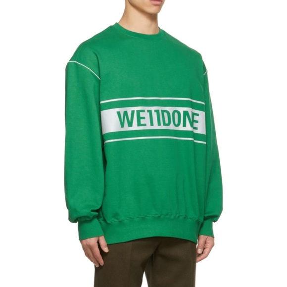 NEW We11done Green Reflective Logo Sweatshirt - Picture 1 of 8
